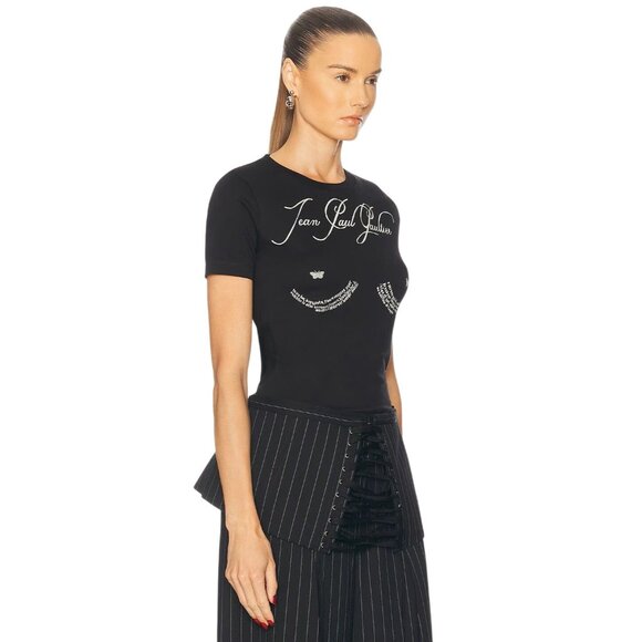 Jean Paul Gaultier Tattoo Baby Tee in Black & Off White Small New Womens Tshirt - Picture 3 of 16